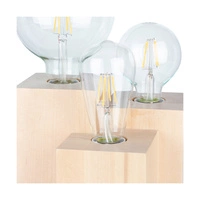 Okrągła lampa stołowa Vincent 3xE27 maks. 15W drewno brzozowe/kabel z czarnej tkaniny 2276360