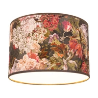 Lampshade Cylinder E27 H30 Flowers Wallpaper A0342