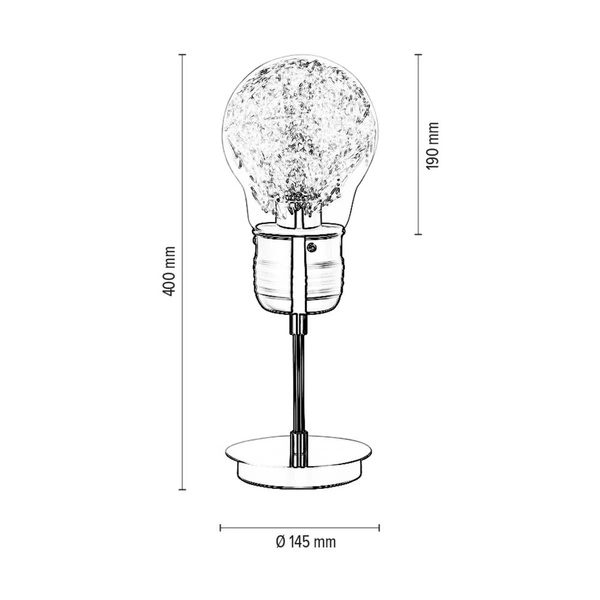 Żarówkowa lampa stołowa 1xE27 Max.60W Chromowany metal/przezroczyste szkło 2830128