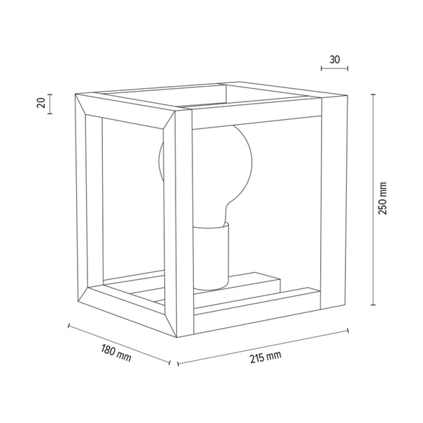 Kago Wall Lamp 1xE27 Max.40W Oiled Oak/Black Metal 9159174