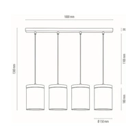 Monsun Pendant Lamp 4xE27 Max.60W Stained Pine Gray/Black PVC Cable/Smoked Glass 161859457