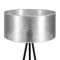 Lampa podłogowa Nevoa 1xE27 maks. 40W Czarny metal/Czarny kabel PCV/Srebrny klosz z tkaniny 151930104