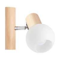 Karin Wall Lamp 1xE14 Max.40W Birch Wood/White Glass 2231160