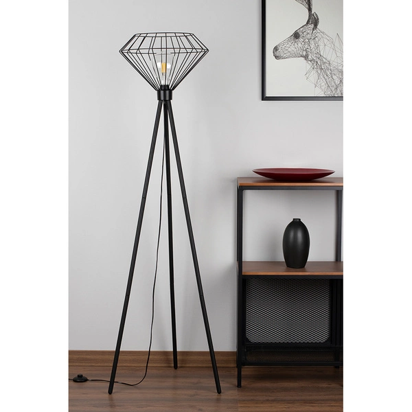 Raquelle Floor Lamp 1xE27 Max.40W Black Metal/Black PVC Cable 12570104
