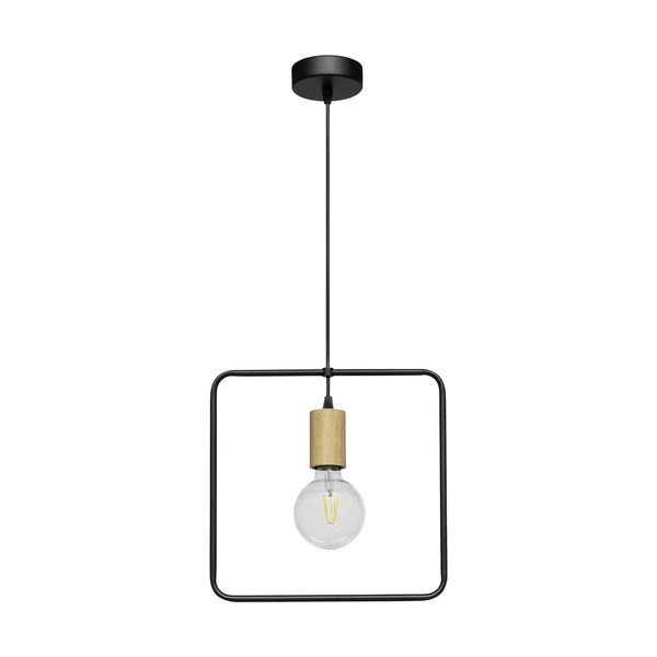 Carsten Wood Pendant Lamp 1xE27 Max.60W Oiled Oak/Black Metal/Black Fabric Cable 1651174