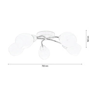 Lampa sufitowa Santa 5xE27 Max.60W Drewno brzozowe/Chromowany metal/Białe szkło 8552560