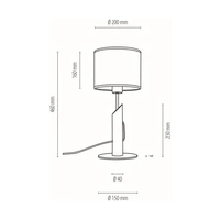 Colette Grey Table Lamp 1xE27 Max.40W Stained Pine Gray/Black Metal/Black Fabric Cable/Gray Fabric Shade 8620217104