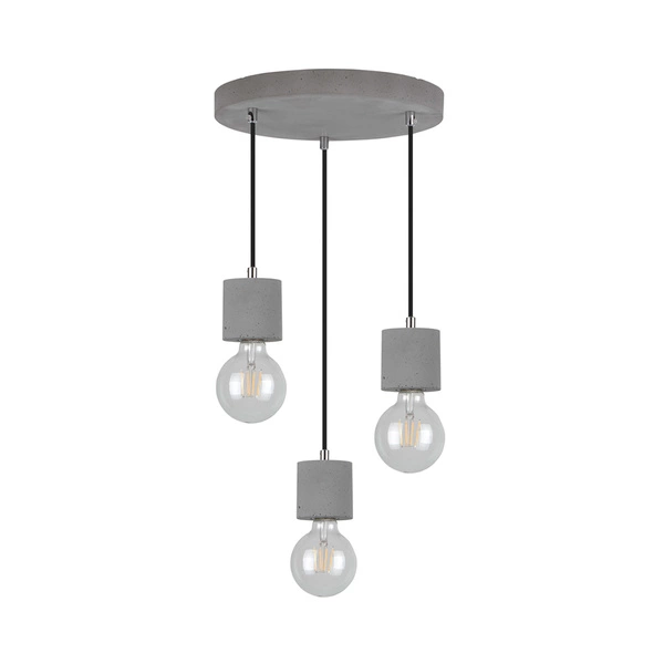 Strong Round Pendant Lamp 3xE27 Max.60W Concrete/Black 7169336R