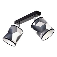 Lampa Sufitowa Espacio 2xE27 Max.25W Czarny Metal/Wielokolorowa Tapeta 56748204