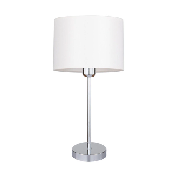 Dove Table Lamp 1xE27 Max.40W Chrome Metal/Transparent PVC Cable/White Fabric Shade 724380128