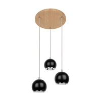 Ball Wood Pendant Lamp Incl. 3xLED GU10 5W Oiled Oak/Black Metal 5143374R