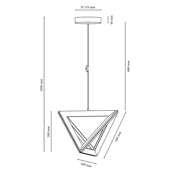 Trigonon Pendant Lamp 1xLED 24V Integrated 2500lm 3000K 27W Oiled Oak/Anthracite Fabric Cable 1209174