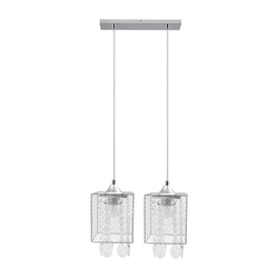 Lampa Wisząca Gracja 2xE27 Max.60W Chrom Metal/Przezroczysty Kabel PVC/Przezroczyste Szkło