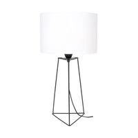 Lampa stołowa Marlene 1xE27 maks. 25W Czarny metal/czarny kabel PCV/biały klosz z tkaniny 7682104