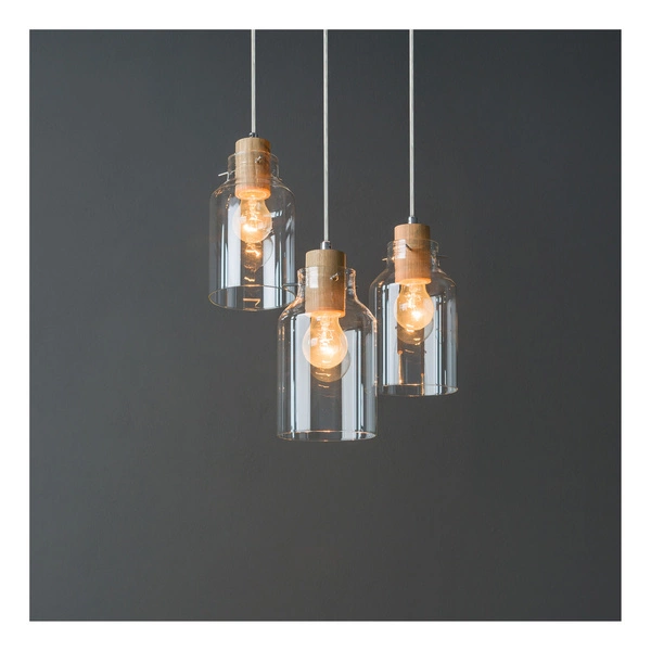 Alessandro Wood Lampa Wisząca 3xE27 Max.60W Dąb Olejowany/Transparentny 1760374R