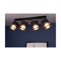 Nevoa Ceiling Lamp 4xE27 Max.25W Black Metal/Chrome Metal/Black Fabric Shade 56795404