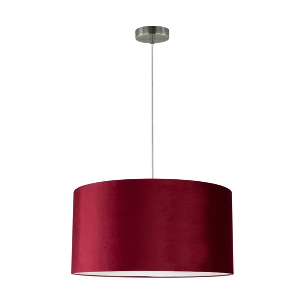 Lampa Wisząca Scarlett 1xE27 Max.60W Satynowy Metal/Przezroczysty Kabel PCV/Klosz Bordowy Aksamitny 3755027