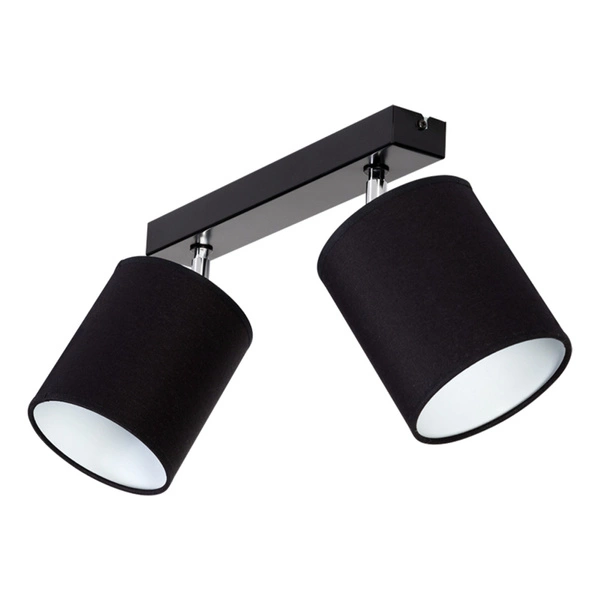 Aprillia Ceiling Lamp 2xE27 Max.25W Black Metal/Chrome Metal/Black Fabric Shade 56746204