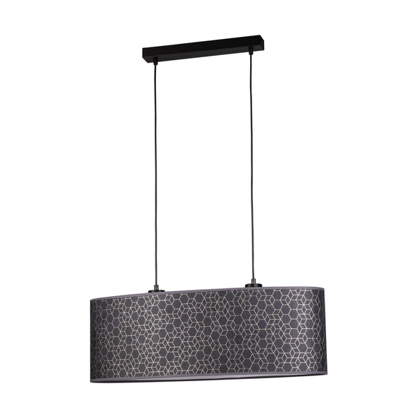 Galance Pendant Lamp 2xE27 Max.40W Black Metal/Black Fabric Cable/Black-Gold Wallpaper Shade 1026021310625
