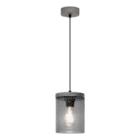 Monsun Pendant Lamp 1xE27 Max.60W Stained Pine Gray/Black PVC Cable/Smoked Glass 161859157