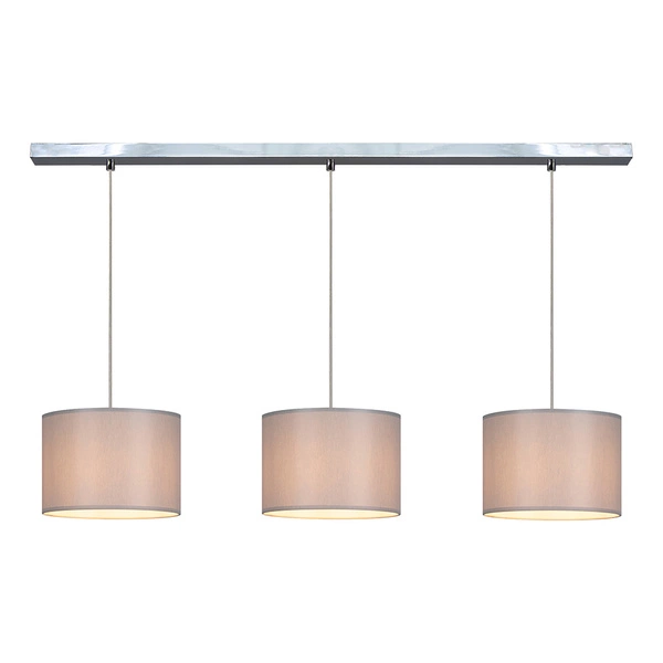 Dove Pendant Lamp 3xE27 Max.40W Chrome Metal/Transparent PVC Cable/Gray Fabric Shade 15390328