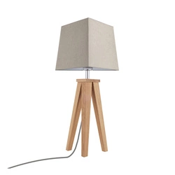 Estella Table Lamp 1xE27 Max.25W Oiled Oak/Anthracite Fabric Cable/Brown Fabric Shade 6852174