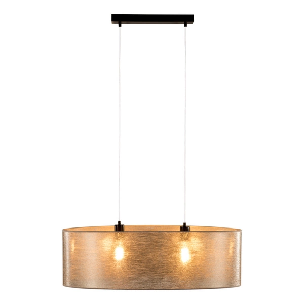 Nevoa Pendant Lamp 2xE27 Max.40W Black Metal/Transparent PVC Cable/Silver Fabric Shade 17930204