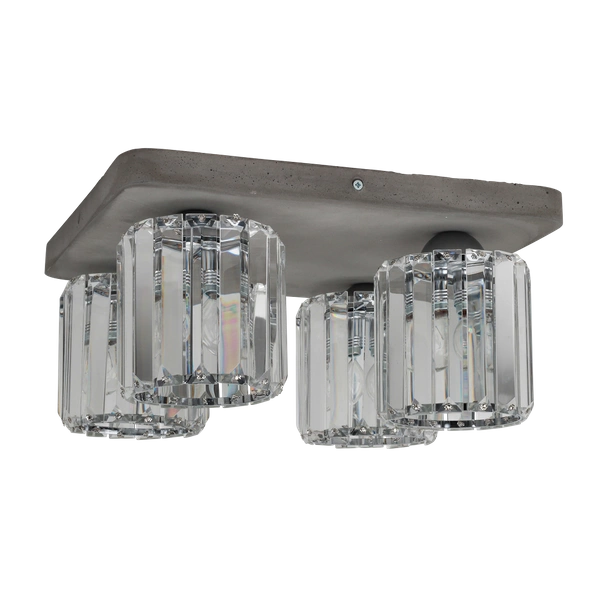 Lampa Sufitowa Glory 4xE27 Max.60W Szary Beton/Szkło Przezroczyste 2361436