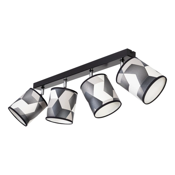 Lampa Sufitowa Espacio 4xE27 Max.25W Czarny Metal/Wielokolorowa Tapeta 56748404