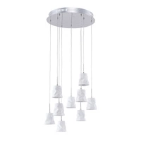 Joelle Pendant Lamp 9xG4 Max.20W Chrome Metal/White Ceramics 1870902