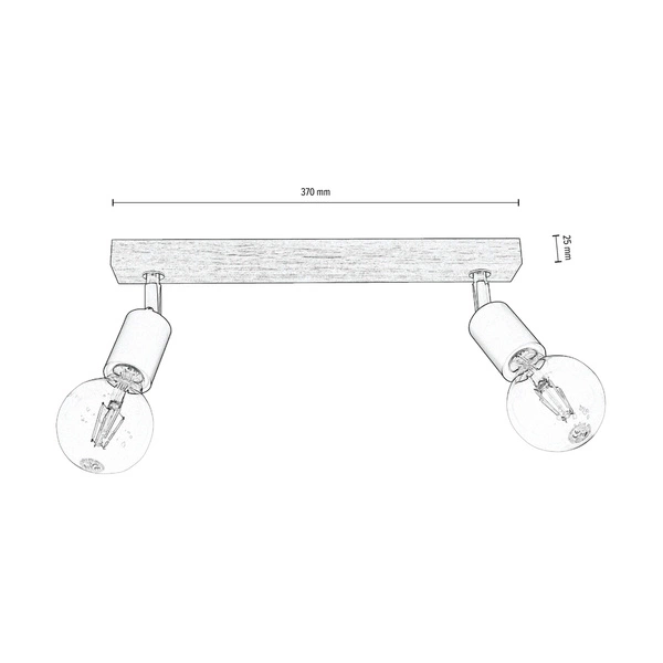 Elmo Ceiling Lamp 2xE27 Max.25W Oiled Oak/Black Metal 2264274