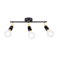 Porcia Ceiling Lamp 3xE27 Max.25W Black Metal/Gold Metal/Black Ceramics 8127304