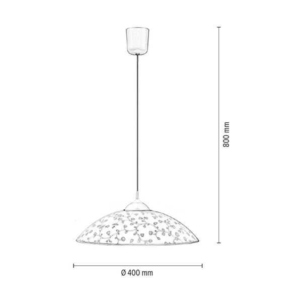 Lampa wisząca Flora 1xE27 maks. 60W biały materiał syntetyczny/biały kabel PVC/białe szkło 4044502
