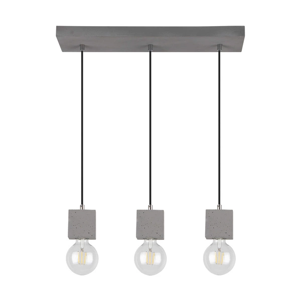 Strong Square Pendant Lamp 3xE27 Max.60W Gray Concrete/Black Fabric Cable 7089336