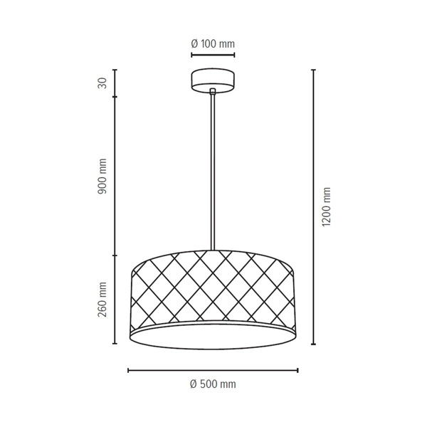 Maxima Pendant Lamp 1xE27 Max.60W Chrome Metal/Transparent PVC Cable/Black Fabric Shade 1762028