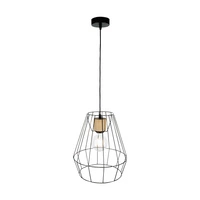 Lampa wisząca Endorfina 1xE27 Max.60W Dąb olejowany/Czarny metal/Czarny kabel z tkaniny 132119104