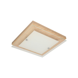 Finn Ceiling Lamp Incl. 1xLED Integrated 1200lm 2700K 14W Birch Wood/Chrome Metal/White-Transparent Glass