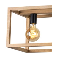 Kago Pendant Lamp 4xE27 Max.60W Oiled Oak/Black Metal/Transparent PVC Cable 61590474