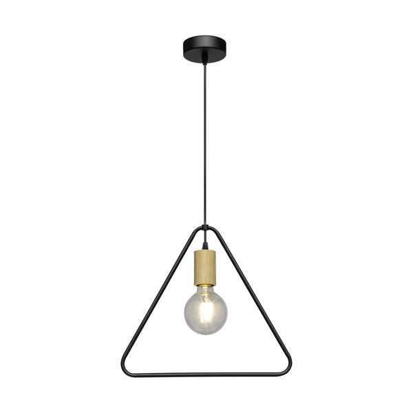 Carsten Wood Pendant Lamp 1xE27 Max.60W Oiled Oak/Black Metal/Black Fabric Cable 1652174