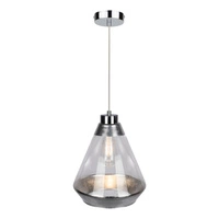Mistral Pendant Lamp 1xE27 Max.60W Chrome Metal/Transparent PVC Cable/Silver-Transparent Glass 15840128