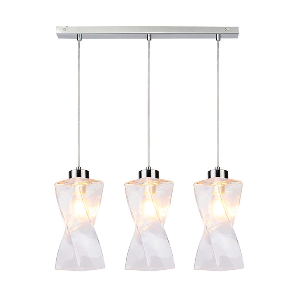 Twist Pendant Lamp 3xE27 Max.25W Metal Chrome/Transparent PVC Cable/Transparent Glass 13620328