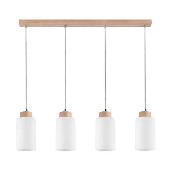 Bosco Pendant Lamp 4xE27 Max.60W Oiled Oak/Transparent/White 1720474