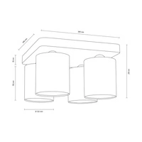 Gentle Ceiling Lamp 4xE27 Max.25W Gray Concrete/White Fabric Shade 2321436