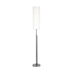 Eleganta Floor Lamp Incl. LED Integrated 1800lm+500lm 3000K 22W Satin Metal/Black Fabric Cable/White Fabric Shade 15921127