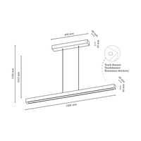 Smal Single Pendant Lamp 2xLED 24V Integrated 2722lm 3000K 34,5W Walnut Beech Wood/Transparent PVC Cable with Touch Dimmer 1509976
