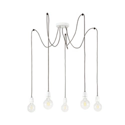 Porcia Pendant Lamp 5xE27 Max.60W White Metal/White Ceramics/Anthracite Fabric Cable 3181502