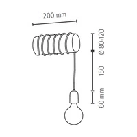 Trabo Short Wall lamp 1xE27 Max.25W Stained Pine/Black/Black PVC 6834151