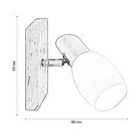 Birgit Wall Lamp 1xE14 Max.40W Birch Wood/White Glass 2016016720766