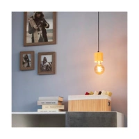 Lampa Wisząca Pino 1xE27 Max.60W Naturalna Sosna/Czarny Metal/Czarny Kabel PCV 7161150