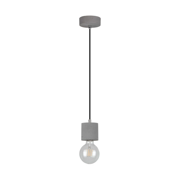 Mocna lampa wisząca 1xE27 Max.60W Szary beton/Czarny kabel z tkaniny 7061936